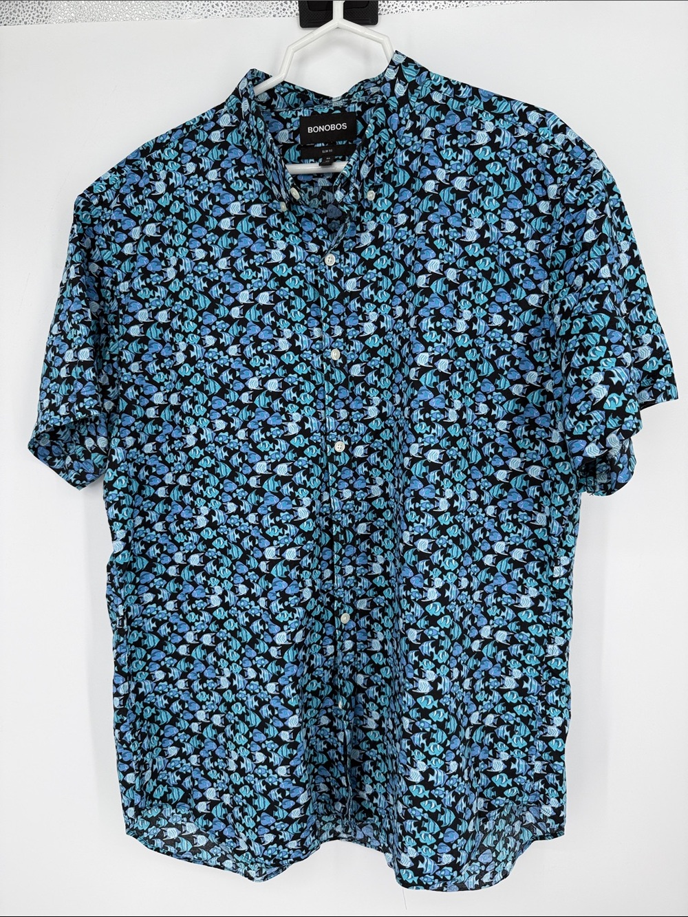 Bonobos Riviera Short Sleeve Shirt Slim Fit Tropical Fish print XXL